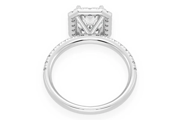 Thav - 1.00ct Emerald Solitaire - Scallop Halo One Row - Diamond Engagement Ring - All Natural Vs Diamonds