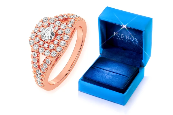 0.75ctw Cushion Double Halo - Diamond Engagement Ring - All Natural