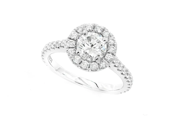 1.50ctw Round Solitaire - Halo - Diamond Engagement Ring - All Natural