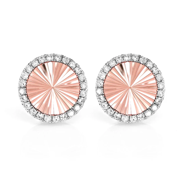 Diamond Halo Sunburst Miracle Stud Earrings 14k Solid Gold 0.35ctw