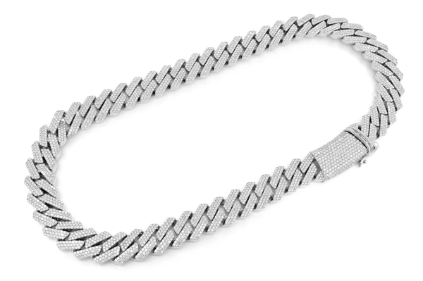 20MM Raised Prong Miami Cuban Diamond Necklace 14k Solid Gold 60.00ctw