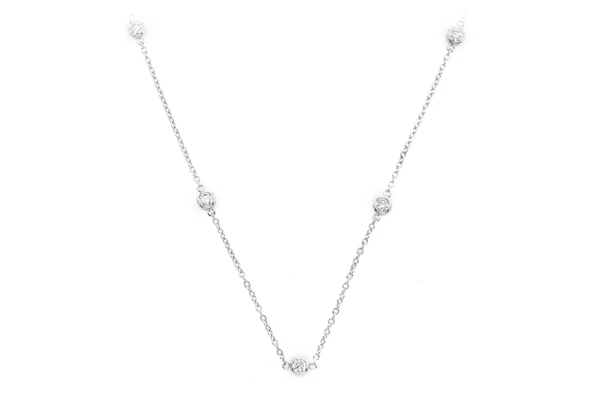 Round Bezel Set Diamond Necklace Connected 14k Solid Gold 0.85ctw