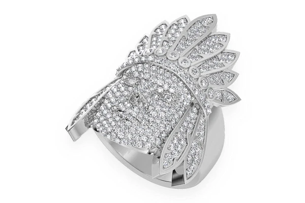 Native American Chief Diamond Ring 14k Solid Gold 1.70ctw