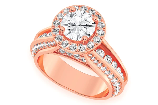 Monst - 1.00ct Round Solitaire - Halo Three Row - Diamond Engagement Ring - All Natural Vs Diamonds