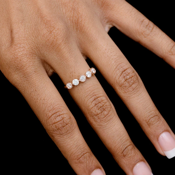 Dual Setting Round Diamond Band Ring 14k Solid Gold 0.55ctw 