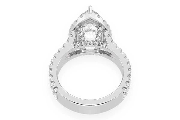 Sphinx - 3.00ct Pear Solitaire - Two Row Split Scallop - Diamond Engagement Ring - All Natural Diamonds
