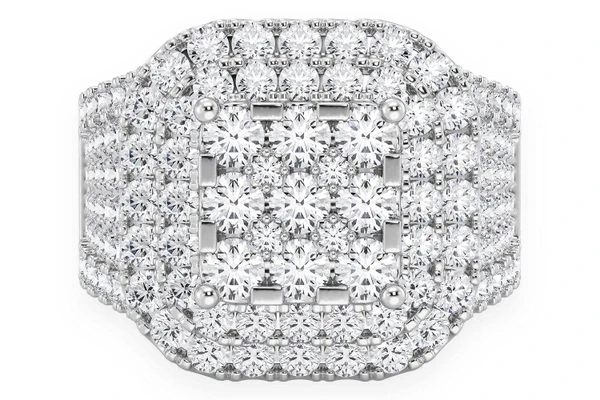 Cushion Shape Signet Diamond Ring 14k Solid Gold 3.35ctw