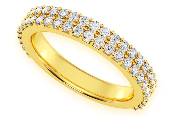 Two Row Diamond Band 14k Solid Gold 0.70ctw
