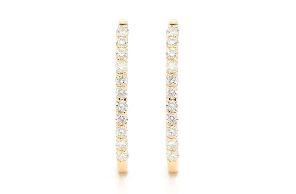 Oval Half Hoop Diamond Earrings 14k Solid Gold 0.25ctw