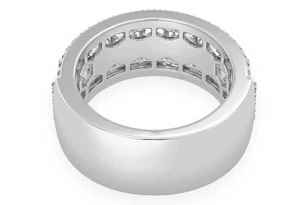 Baguette Round Bar Diamond Band 14k Solid Gold 2.25ctw