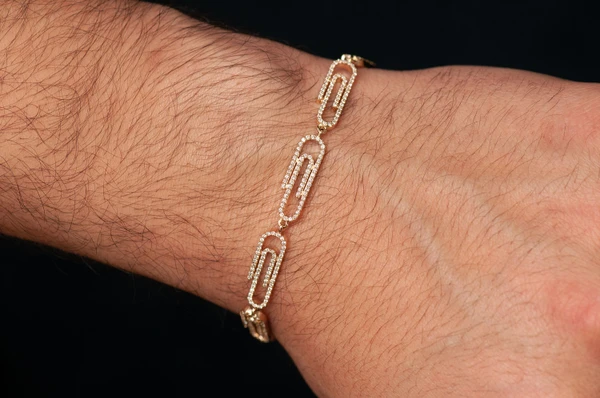 Paper Clip Eternity Diamond Bracelet 14k Solid Gold 1.85ctw