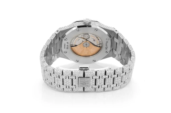 Audemars Piguet Royal Oak Steel - 21.25ctw Fully Iced Out