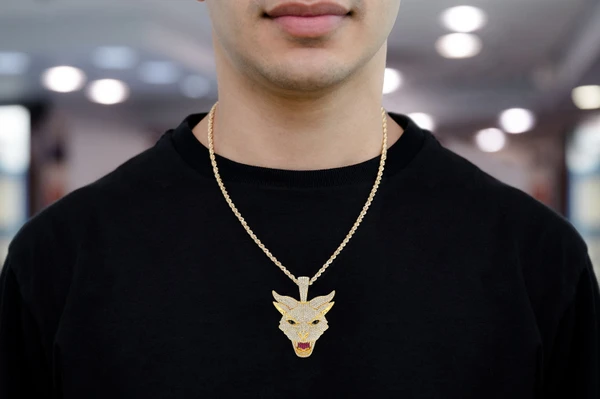 Evil Cat Diamond Pendant 14k Solid Gold 4.70ctw