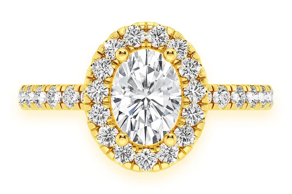 Thav - 0.75ct Oval Solitaire - Scallop Halo One Row - Diamond Engagement Ring - All Natural Diamonds
