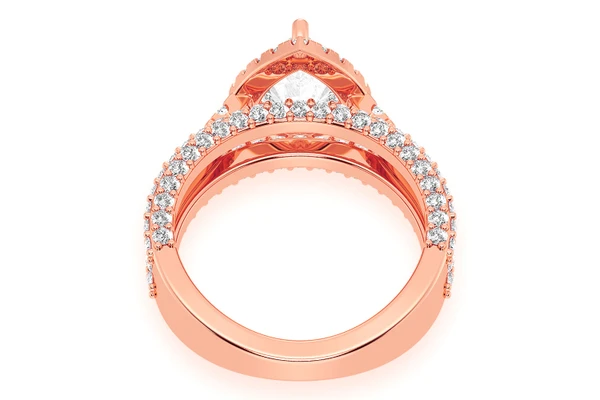 2.00ct Pear Solitaire - Three Row - Diamond Engagement Ring - All Natural