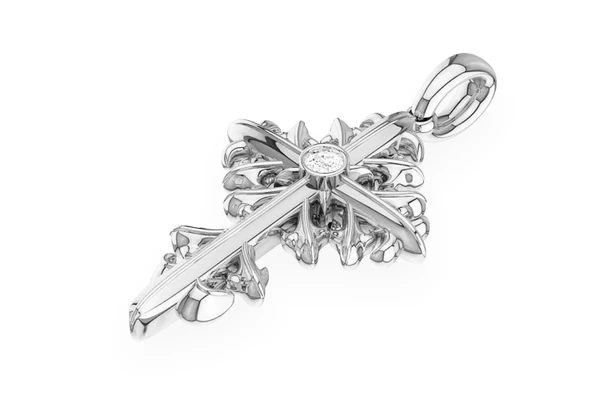 Filigree Cross 14k Solid Gold 0.02ctw