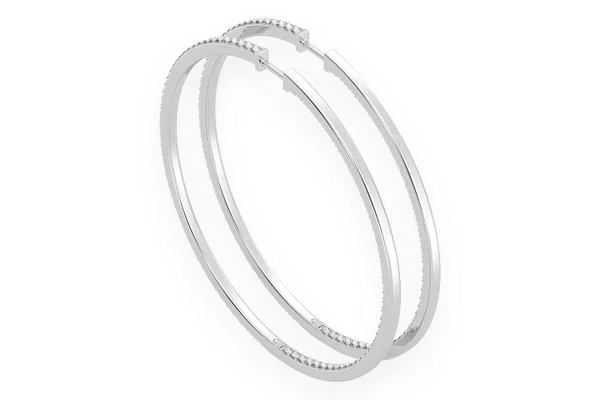 Large Inside-Out Hoop Diamond Earrings 14k Solid Gold 5.00ctw