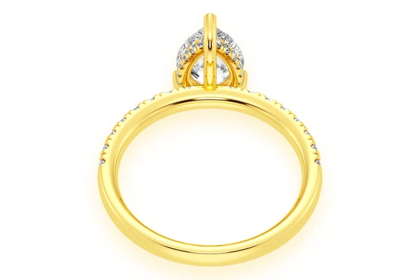 Thinn - 1.50ct Pear Solitaire -one Row Under Halo - Diamond Engagement Ring - All Natural
