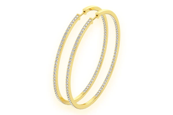 Large Inside-Out Hoop Diamond Earrings 14k Solid Gold 5.00ctw
