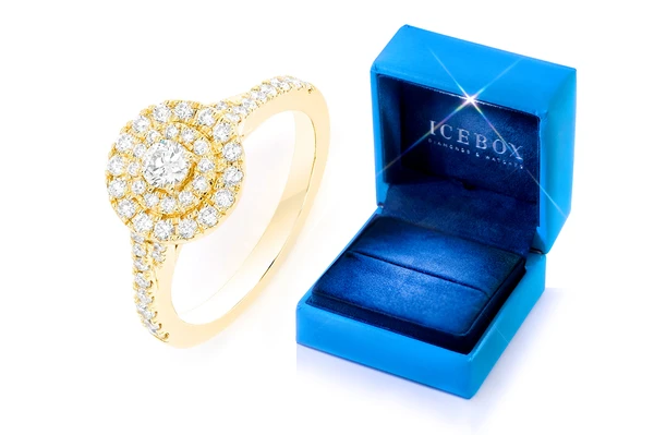 0.75ctw Round Double Halo - Diamond Engagement Ring - All Natural