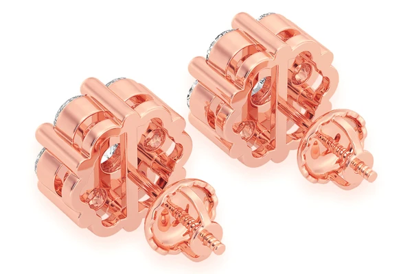 2.00ctw Flower Stud Diamond Earrings 14k Solid Gold