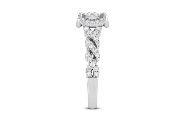 1.25ctw - Round Double Halo Twisted Shank - Diamond Engagement Ring - All Natural