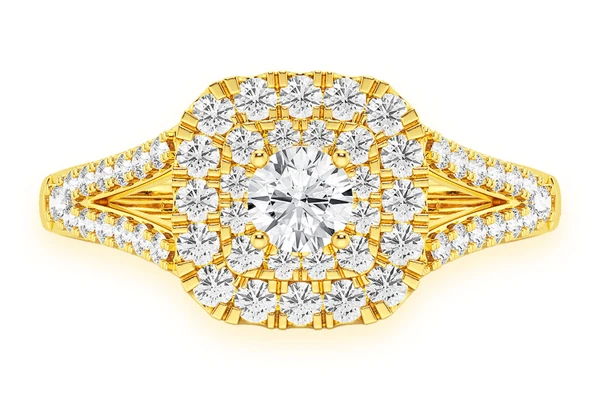 0.75ctw - Cushion Double Halo Ring - Diamond Engagement Ring - All Natural
