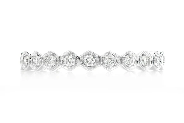 Hexagon Bezel Diamond Band 14k Solid Gold 0.19ctw