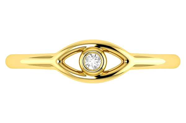 Evil Eye Ring 14k Solid Gold 0.05ctw 