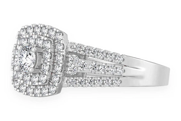 0.75ctw Round Double Halo - Diamond Engagement Ring - All Natural