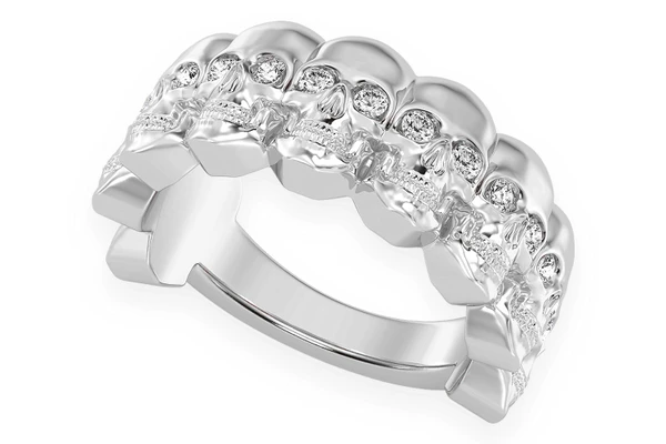 Nine Skulls Diamond Ring 14k Solid Gold 0.40ctw