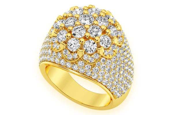Pom Pom Diamond Ring 14k Solid Gold 3.50ctw