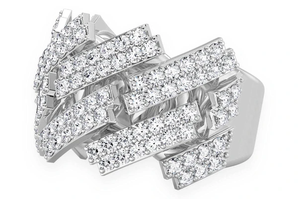 Jagged Raised Cuban Diamond Ring 14k Solid Gold 2.40ctw