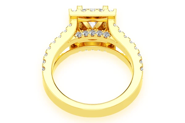 1.00ct Princess Solitaire - Two Row Split - Diamond Engagement Ring - All Natural Vs Diamonds