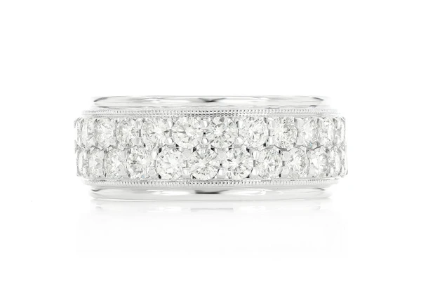 2 Row Milgrain Diamond Band 14k Solid Gold 2.00ctw