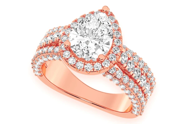 2.00ct Pear Solitaire - Three Row - Diamond Engagement Ring - All Natural