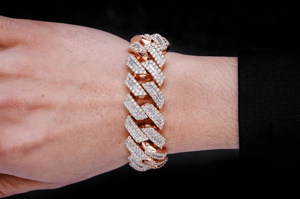 21MM Raised Baguette Miami Cuban Link Diamond Bracelet 14k Solid Gold 23.75ctw