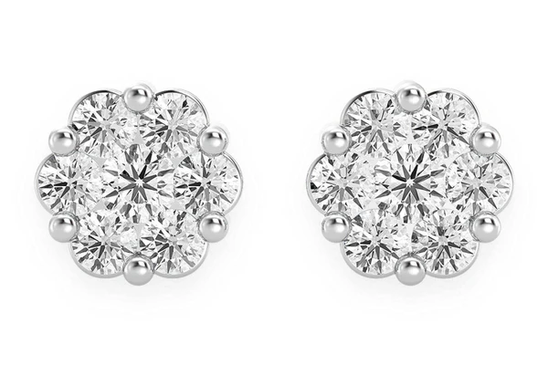 0.25ctw Flower Stud Diamond Earrings 14k Solid Gold