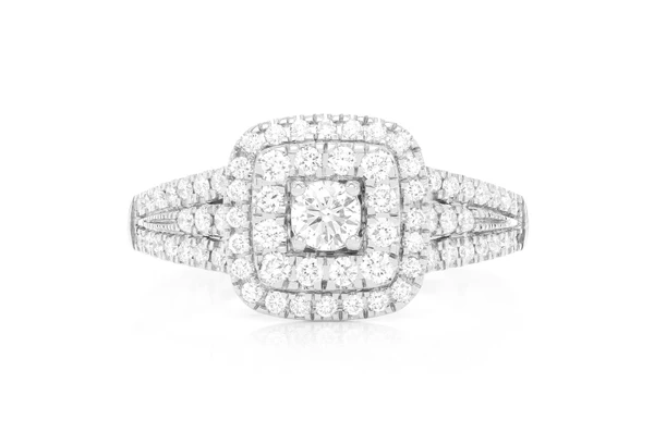 0.75ctw - Cushion Two Tier Halo - Diamond Engagement Ring - All Natural