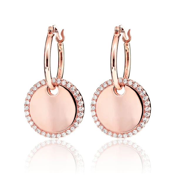 Diamond Dangling Halo Disc Hoop Earrings 14k Solid Gold 0.40ctw