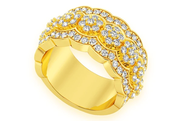 Ripple Border Diamond Ring 14k Solid Gold 1.75ctw 