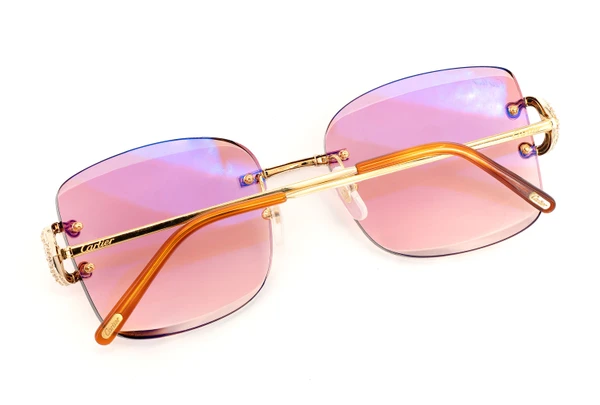 Cartier Glasses Iced Out Diamonds Rimless - 2.00ctw - Yellow Gold