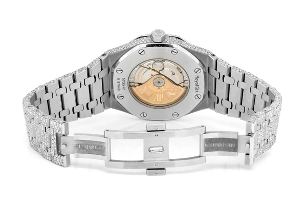 Custom Audemars Piguet Royal Oak Steel - 23.50ctw Fully Iced Out