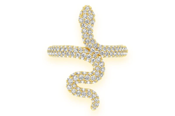 Wrapped Snake Diamond Ring 14k Solid Gold 2.00ctw