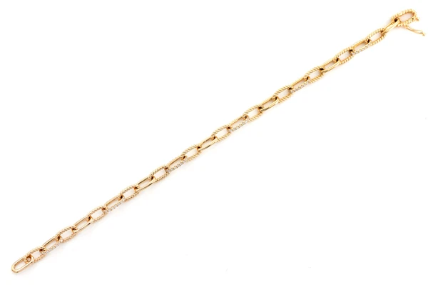 Diamond Pave Enlongated Rolo Link Bracelet 14k Solid Gold 0.70ctw