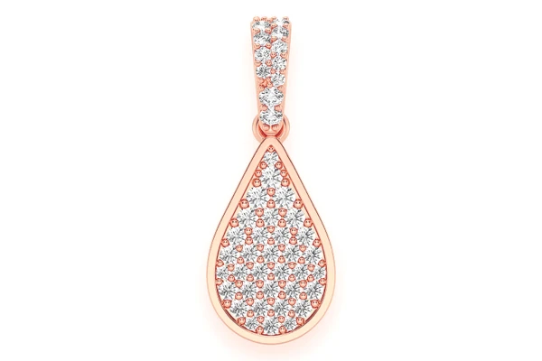 Water Drop Emoji Diamond Pendant 14k Solid Gold 0.33ctw