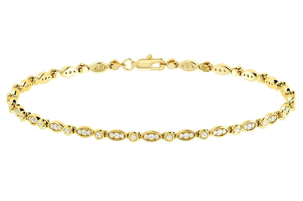 Geometric Bezel Set Link Diamond Bracelet 14k Solid Gold 0.50ctw 