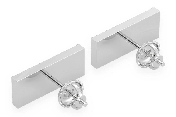 Icebox Bar Logo Stud Diamond Earrings 14k Solid Gold 0.20ctw