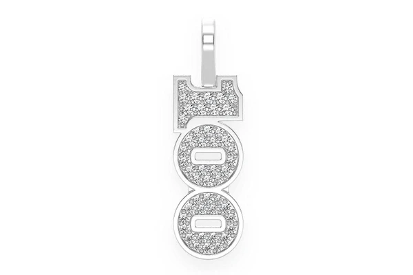 100 Bill Letter Diamond Pendant 14k Solid Gold 0.33ctw