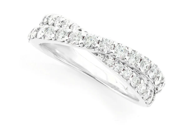 Crossover Diamond Ring 14k Solid Gold 1.00ctw